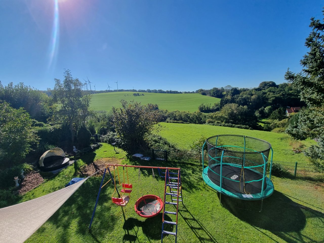 Aussicht Balkon mit Garten